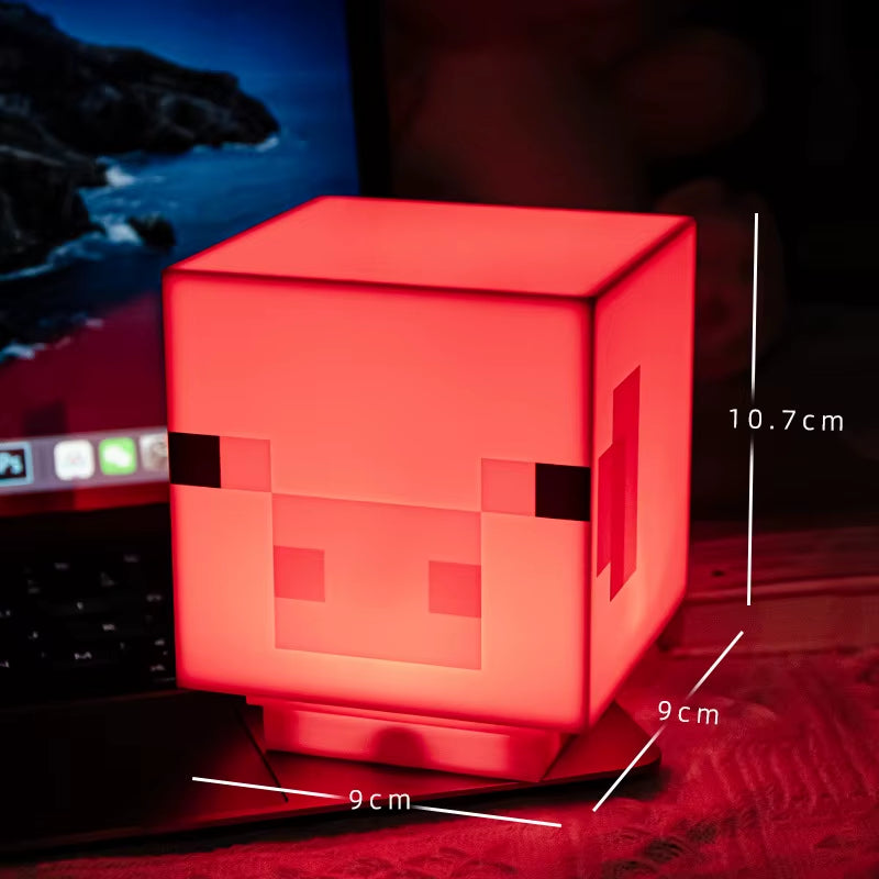 MC Game Pig Light with Sound Officially Licensed Handheld Night Light and Fun Toy for Kids Room Decor Gift for Gamers