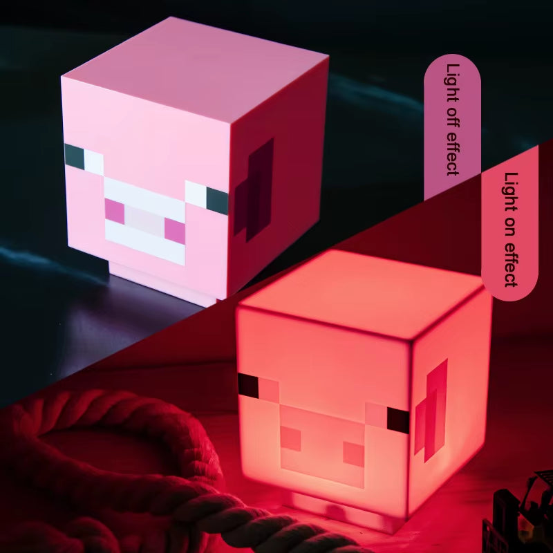 MC Game Pig Light with Sound Officially Licensed Handheld Night Light and Fun Toy for Kids Room Decor Gift for Gamers