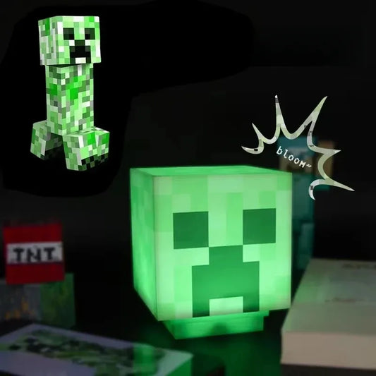 MC Game Creeper Night Lamp Block Creative Button Light Toy Game LED Home Bedroom Desktop Decoration Bedside Lamp Ornaments