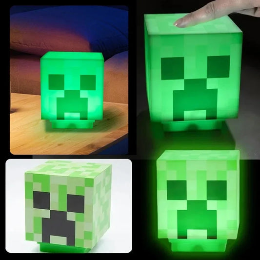 MC Game Creeper Night Lamp Block Creative Button Light Toy Game LED Home Bedroom Desktop Decoration Bedside Lamp Ornaments